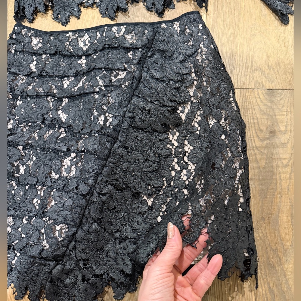 SAYLOR Black Lace Faux Leather Two-Piece Set Party Date Night XS - Picture 6 of 8
